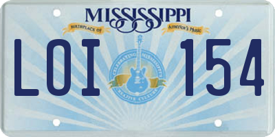 MS license plate LOI154