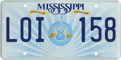 MS license plate LOI158