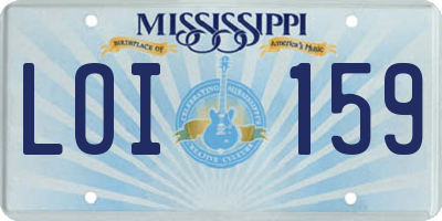 MS license plate LOI159