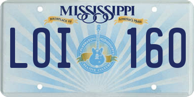 MS license plate LOI160