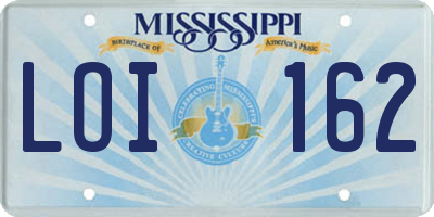 MS license plate LOI162