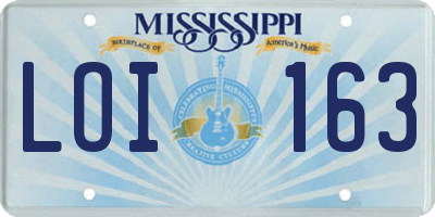MS license plate LOI163