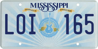 MS license plate LOI165