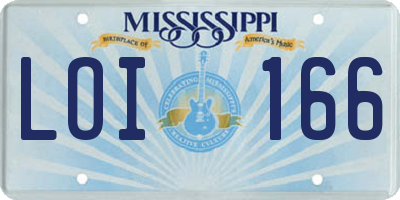 MS license plate LOI166