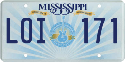 MS license plate LOI171