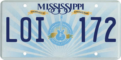 MS license plate LOI172