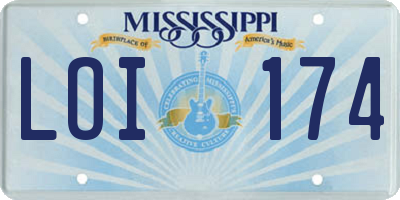 MS license plate LOI174