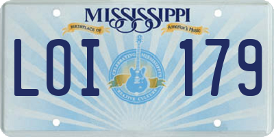MS license plate LOI179