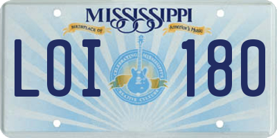MS license plate LOI180