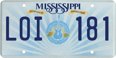 MS license plate LOI181