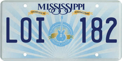 MS license plate LOI182