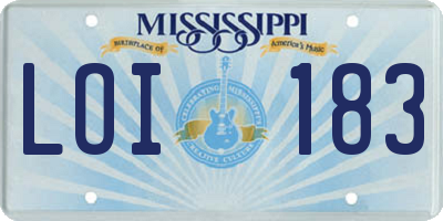 MS license plate LOI183