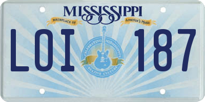 MS license plate LOI187
