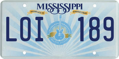 MS license plate LOI189
