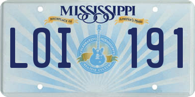 MS license plate LOI191