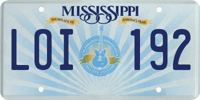 MS license plate LOI192