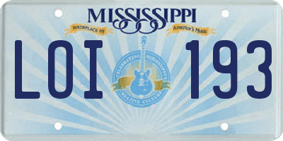 MS license plate LOI193