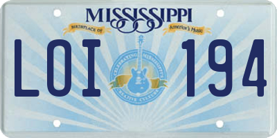 MS license plate LOI194