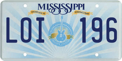 MS license plate LOI196