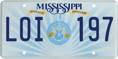 MS license plate LOI197