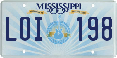 MS license plate LOI198