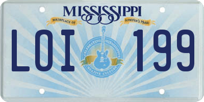 MS license plate LOI199
