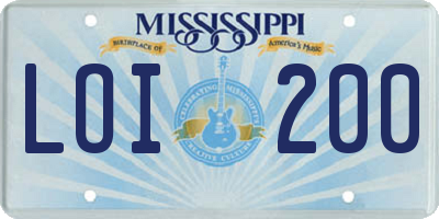 MS license plate LOI200