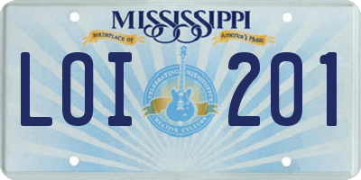 MS license plate LOI201