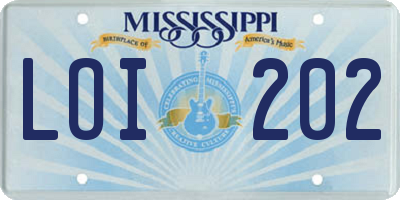 MS license plate LOI202
