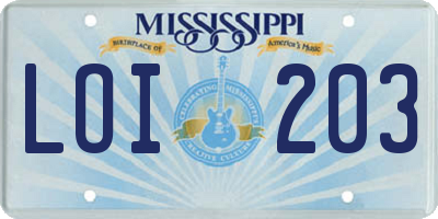 MS license plate LOI203