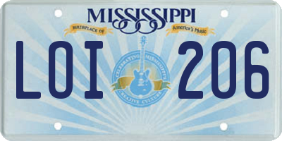 MS license plate LOI206