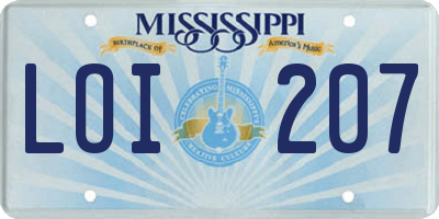 MS license plate LOI207