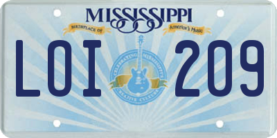 MS license plate LOI209