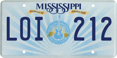 MS license plate LOI212
