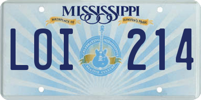 MS license plate LOI214