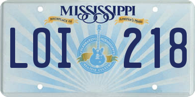 MS license plate LOI218