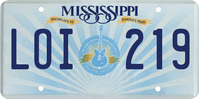 MS license plate LOI219