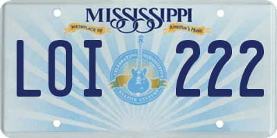 MS license plate LOI222