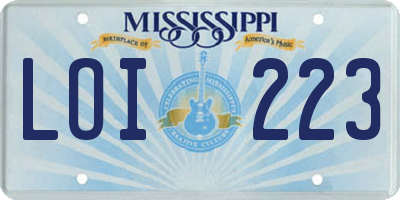 MS license plate LOI223