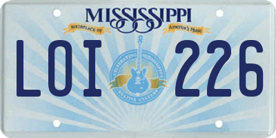 MS license plate LOI226