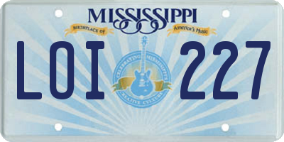 MS license plate LOI227