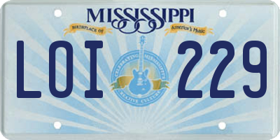 MS license plate LOI229