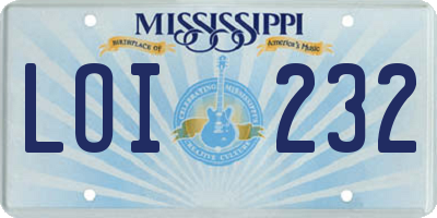 MS license plate LOI232