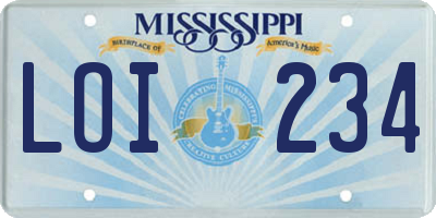MS license plate LOI234