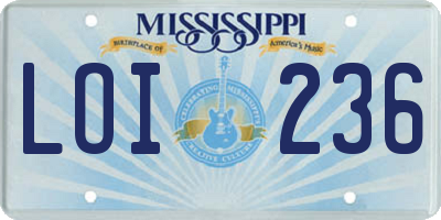 MS license plate LOI236