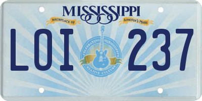 MS license plate LOI237