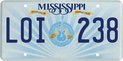 MS license plate LOI238