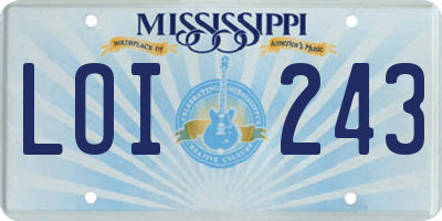MS license plate LOI243