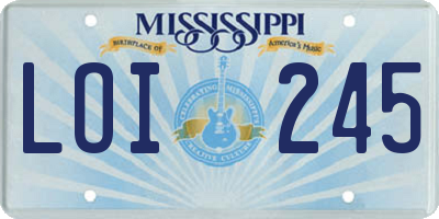 MS license plate LOI245
