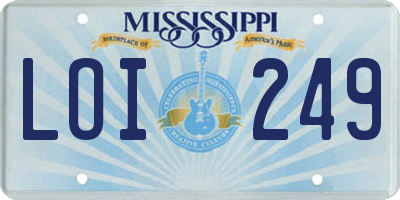 MS license plate LOI249